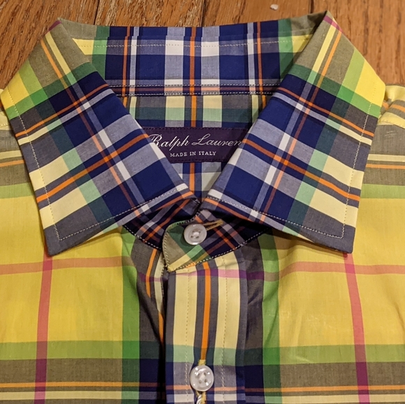Ralph Lauren Purple Label Neon Plaid Sport Shirt - Picture 3 of 3